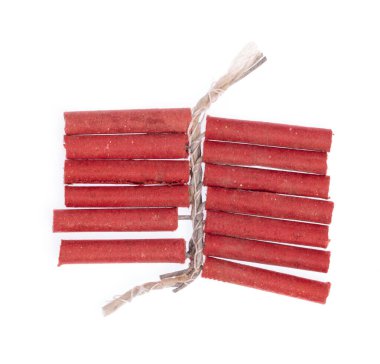 Kırmızı maytap dizisi beyaz arkaplanda izole edildi