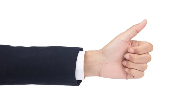 Businessman show hand symbol isolated on white background — Stock Photo, Image