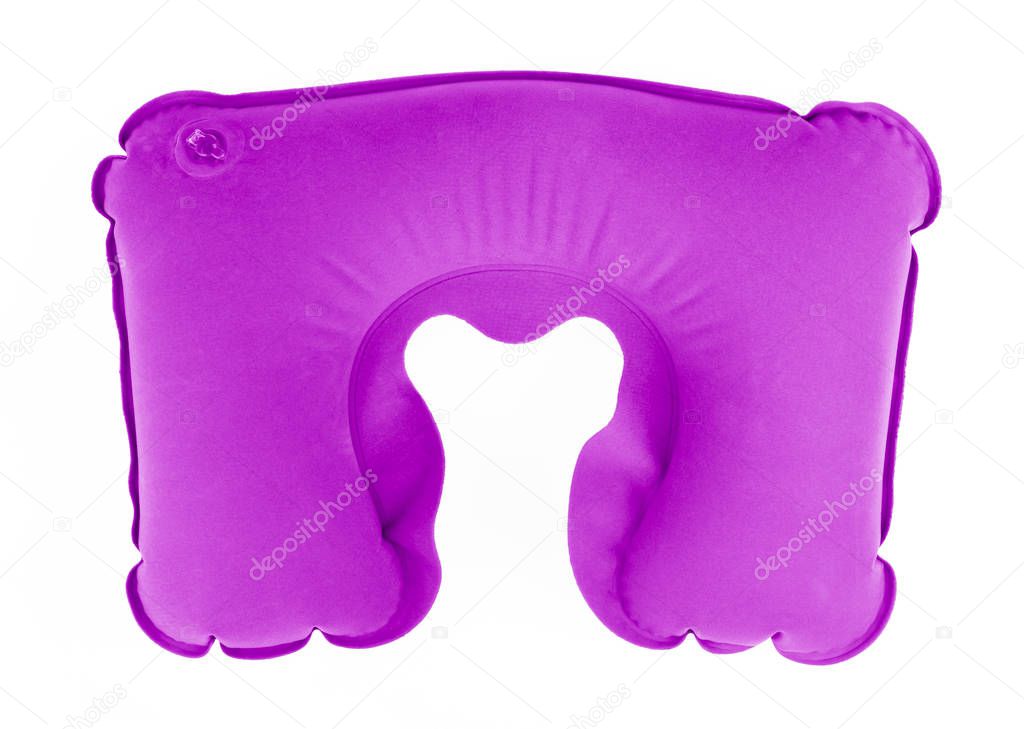 Purple neck pillow isolated on a white background