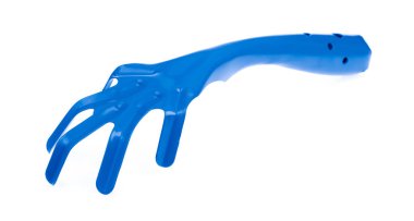 Mavi Bahçe tırmığı beyaz arkaplanda izole