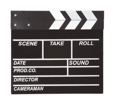 clapper board for making video cinema in studio isolated on a wh