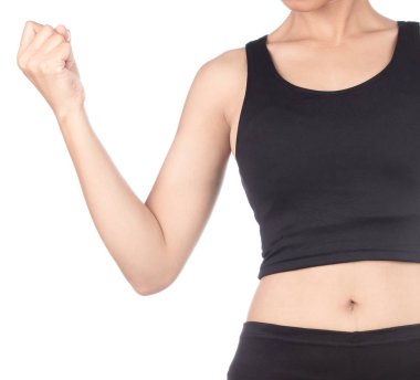 female fitness model posing isolated on white background