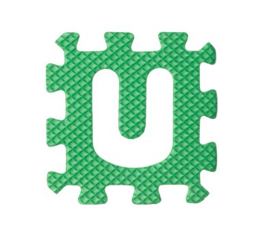 alphabet U made from EVA foam isolated on white background