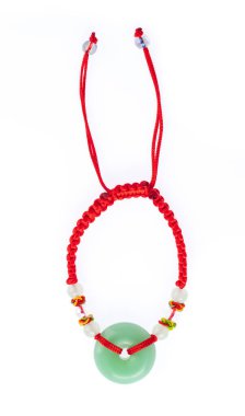 Şanslı Kırmızı İplik Kadınlar için. Çin antikası izole edilmiş.