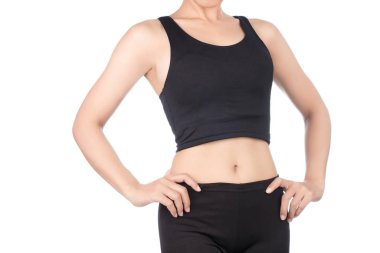 female fitness model posing isolated on white background