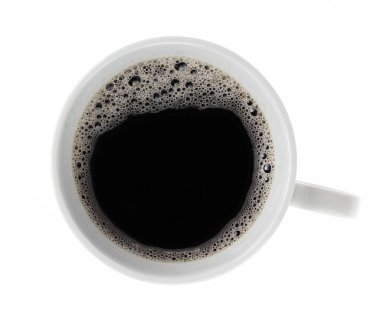 Black Coffee in White Cup isolated on a white background