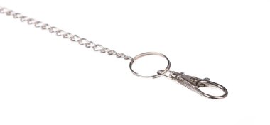 Long chain of keychain strap isolated on white background