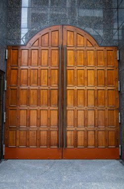 Closed wooden door as background