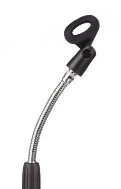 Beyaz arkaplanda izole edilmiş mikrofon standını kapat 