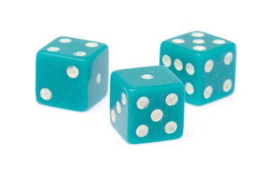 plastic dice isolated on white background.