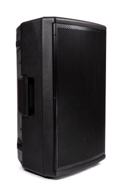 Dark speaker, loudspeaker isolated on white background