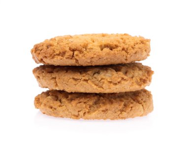 close up of biscuit cookies isolated on white background