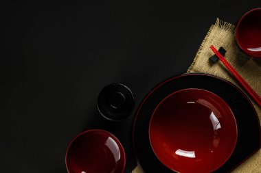 bowl Kitchenware set on black background