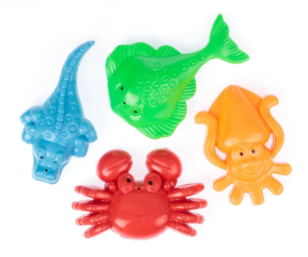 Plastic animal of beach toys isolated on white background — Stockfoto