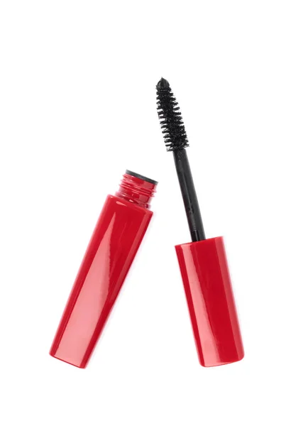 Red mascara Woman's cosmetics isolated on white background — 스톡 사진