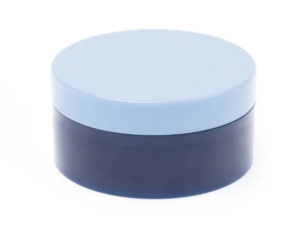 Blue plastic container for makeup isolated on white background — Stockfoto