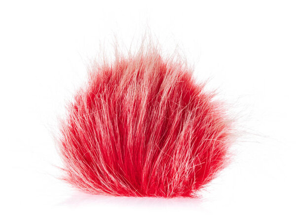 Red fur ball isolated on white background