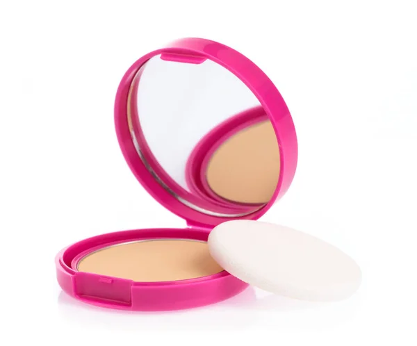 Trucco polvere rosa isolato su sfondo bianco — Foto Stock