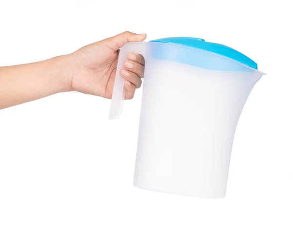 Hand houden plastic werper geïsoleerd op witte achtergrond — Stockfoto
