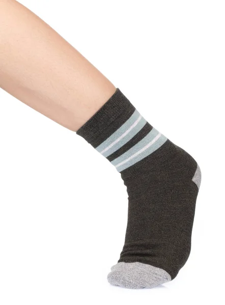 Socken Sport an den Füßen isoliert auf weißem Hintergrund. — Stockfoto