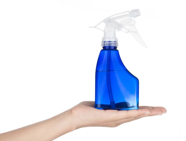 Blauw van plastic fles spray geïsoleerd op witte achtergrond — Stockfoto