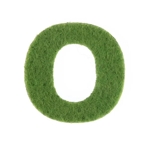 Alphabet O är gjord av filt isolerad på vit bakgrund. — Stockfoto