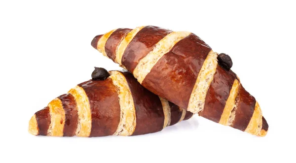 Croissant med choklad isolerad på vit bakgrund — Stockfoto