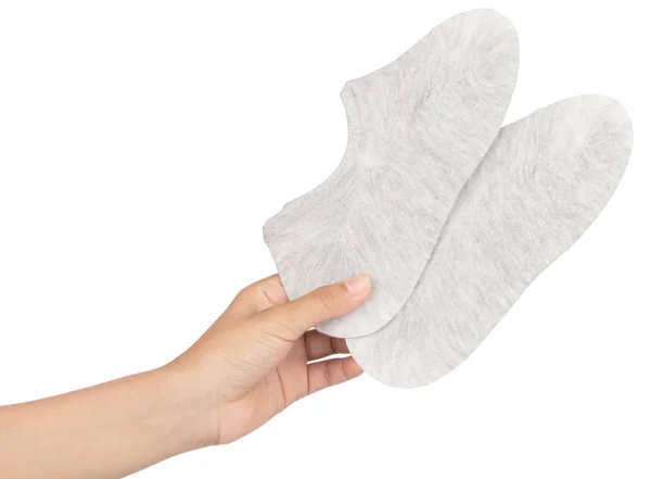 Hand holding Short socks isolated on white background — Stock Photo, Image