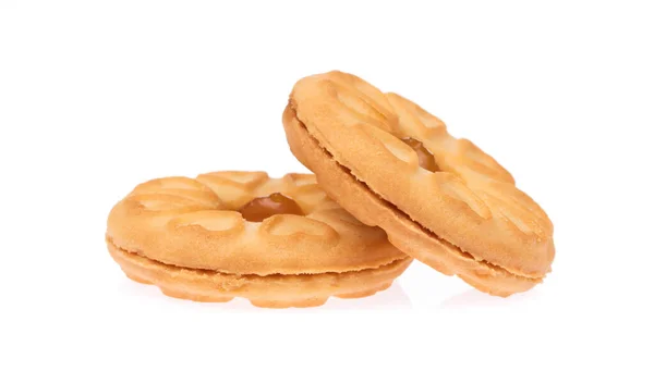 Sendvičové sušenky, naplněné džemem izolované na bílém pozadí — Stock fotografie