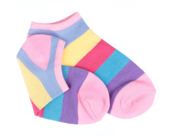 Mignonne de chaussettes colorées isolées sur fond blanc — Photo