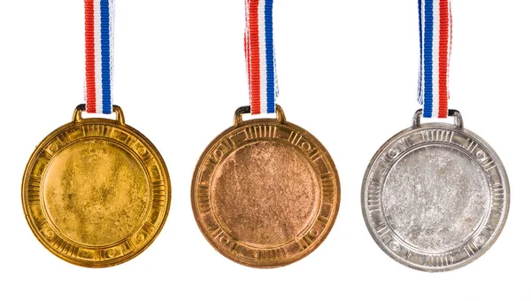 set of medals awarded isolated on white background.