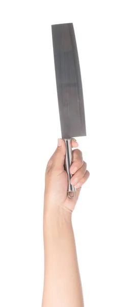 Χέρι που κρατά μαχαίρι που απομονώνονται σε λευκό φόντο — Φωτογραφία Αρχείου