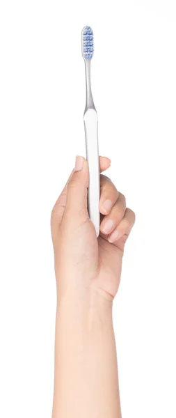 Brosse à dents à main isolée sur fond blanc — Photo