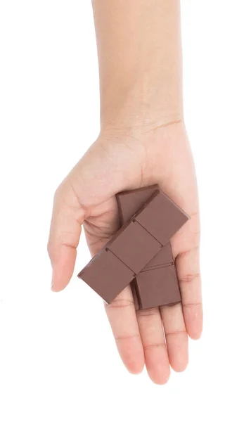 白地に隔離された手押しチョコレートバー — ストック写真