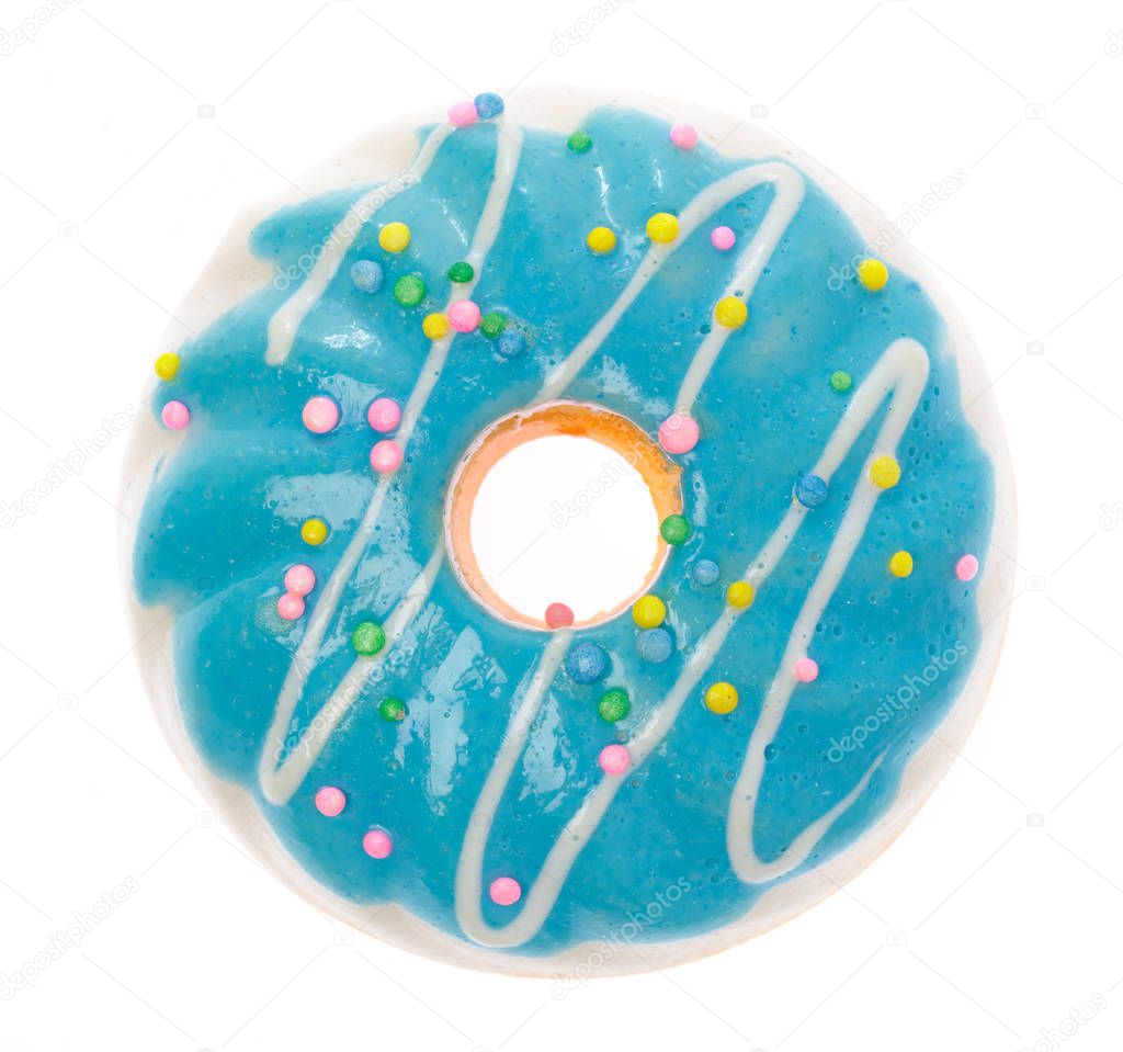 blue Donut isolated on white background.