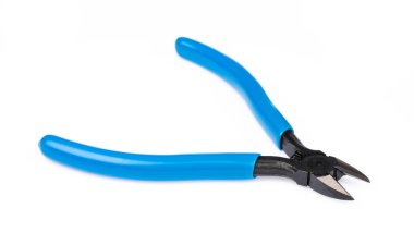 Blue side cutting pliers isolated on a white background