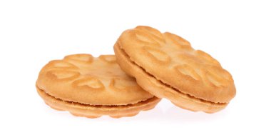 Kalp yağı bisküvileri beyaz arka planda izole edilmiş