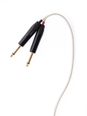 Two jack stereo audio cable  isolated on white background