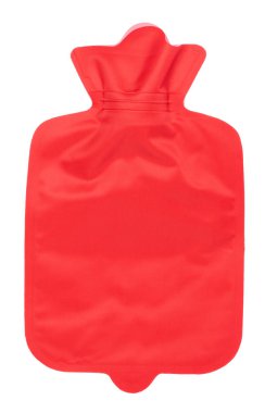 Beyaz arka planda izole edilmiş sıcak su şişesi veya çanta