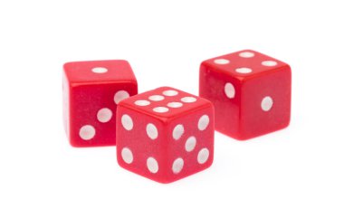 plastic dice isolated on white background.