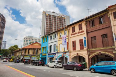 Singapur - 19 Şubat 2017: Kampong Glam 'da Hacı Sokağı.