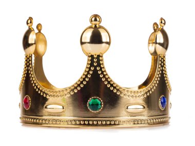 Gold Crown with jewel isolated isolated on white background