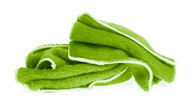 Green wipes microfiber isolated on whitebackground