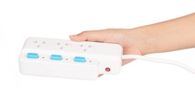 Socket electric power bar isolated on white background
