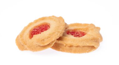 cookies with jam strawberry isolated on white background