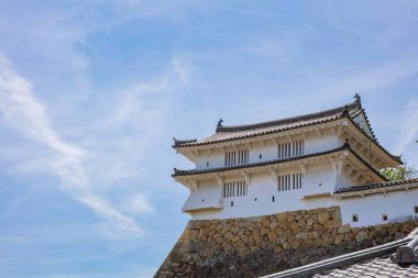 Himeji Castle defensive tower and walls with roof tile detail