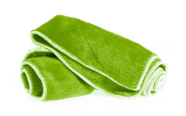 Green wipes microfiber isolated on whitebackground