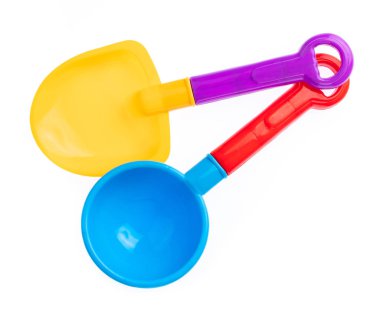 plastic tool shovel of beach toy isolated on white background