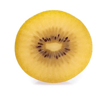 slice gold kiwi isolated on white background