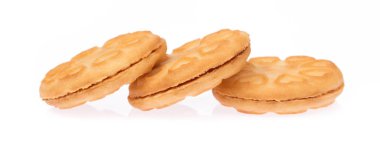 Kalp yağı bisküvileri beyaz arka planda izole edilmiş